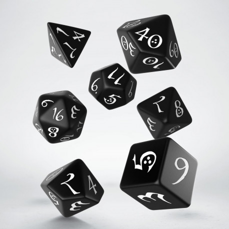Q-workshop Classic Polyhedral White With Black 7 Dice Set RPG Game Elven Scle02 for sale online 