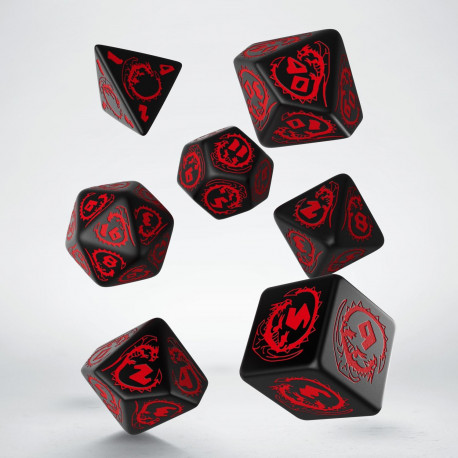 Black & red DRAGON dice set by Q-workshop for D&D RPG fantasy 