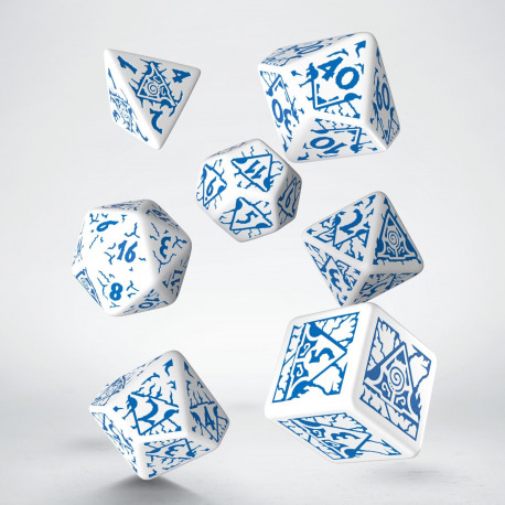 Q-workshop 7 Dice Set of White & Blue Pathfinder RPG Reign of Winter SPAT28 