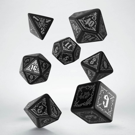 Metallic Dice Games 7-Set Eternal Blue and Black with White 