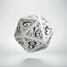 D20 Elvish White & black Die