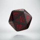 D20 Elvish Black & red Die