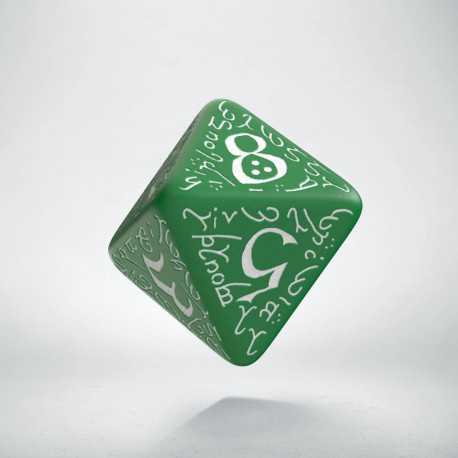 D8 Elvish Green & white Die