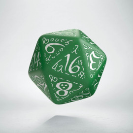 D20 Elvish Green & white Die