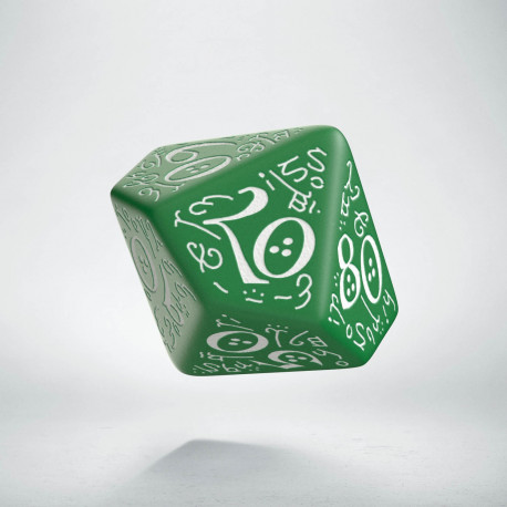D100 Elvish Green & white Die