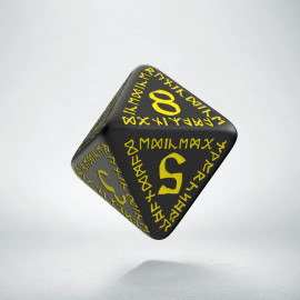 D8 Runic Black & yellow Die (1)