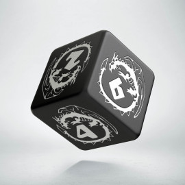 D6 Dragons Black & white Die (1)