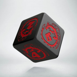 D6 Dragons Black & red Die
