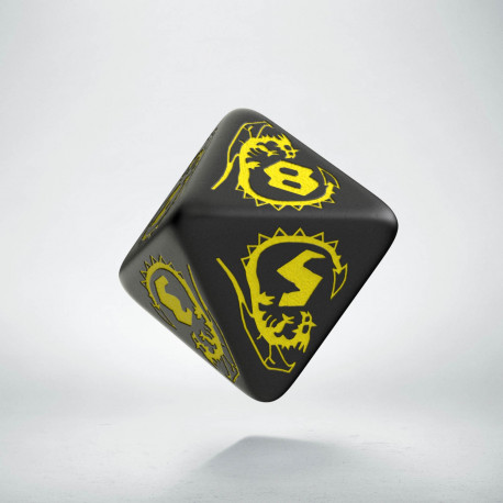 D8 Dragons Black & yellow Die