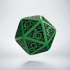 D20 Celtic 3D Green & black Die (1)