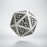 D20 Dwarven White & black Die (1)