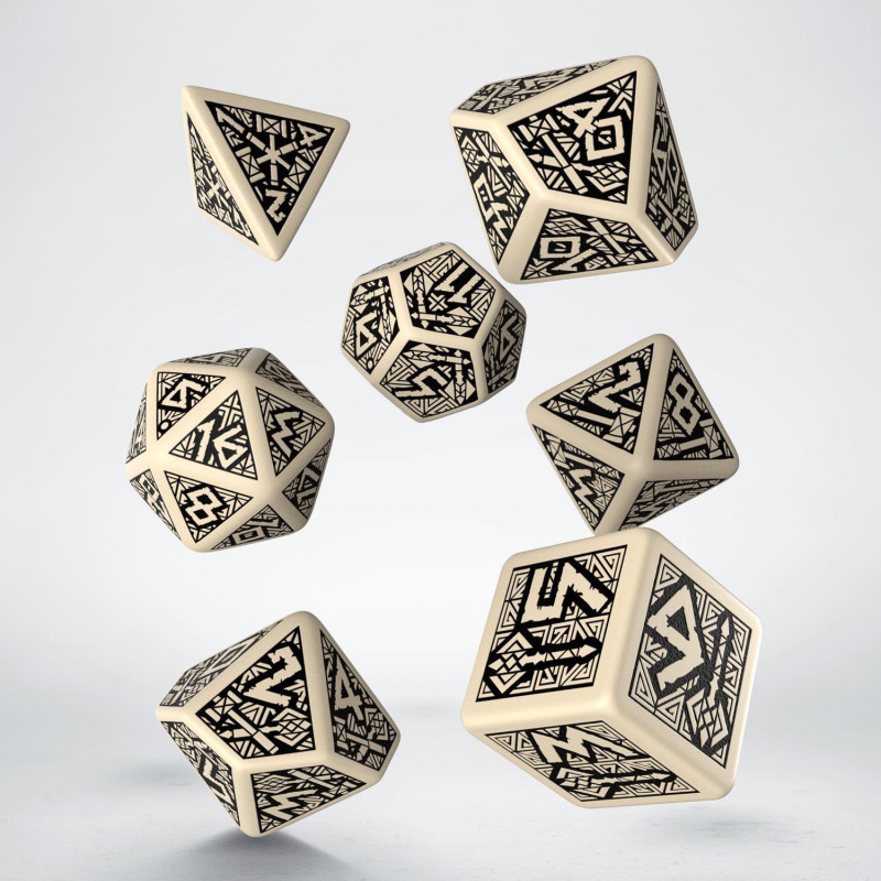 DWARVEN BEIGE & BLACK DICE SET (7) - DWARVEN - RPG SETS ...