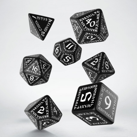 Kości RPG Runiczne Czarno-białe (7)