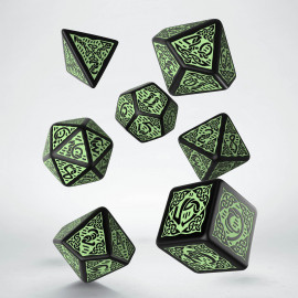 Kości RPG Celtyckie 3D Czarno-zielone
