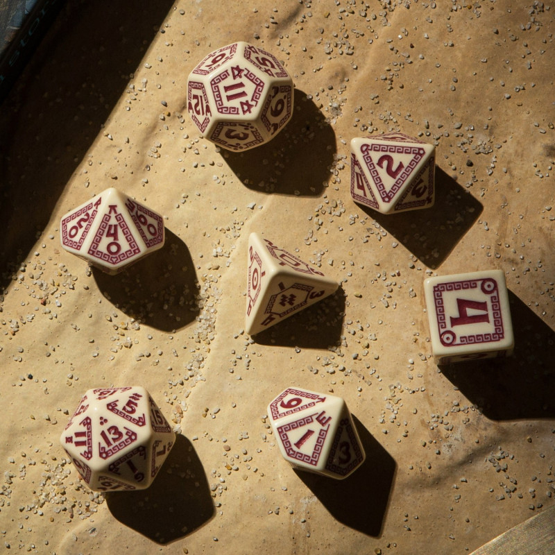 7 Pieces Q-Workshop RuneQuest Dice Set Turquoise with Gold 