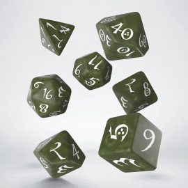 Kości RPG Klasyczne Oliwkowo-białe (7)
