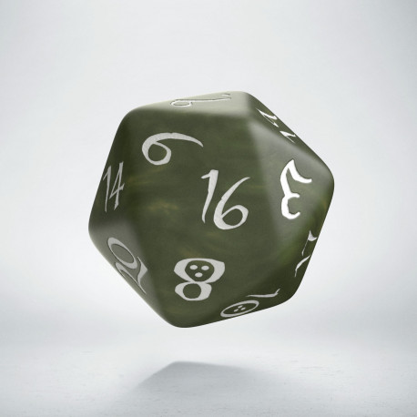 D20 Classic Olive & white Die (1)