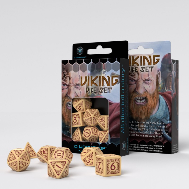 Q-workshop Viking Beige & Burgundy 7 Dice Set for sale online 