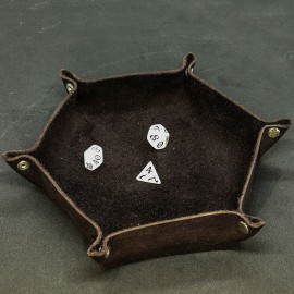 Leather Dice Tray, Brown - Unusual
