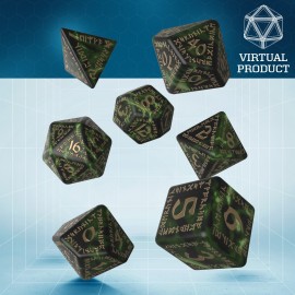 Virtual Runic Bottle-green & gold Dice Set VTT