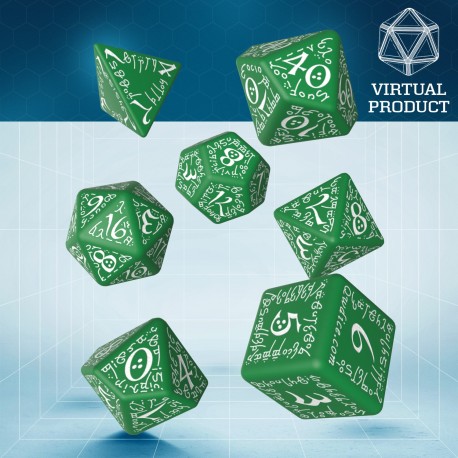 10mm Etheral Green w/White Dice Set DnD Rpg