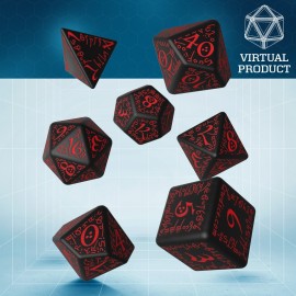 Virtual Elvish Black & red Dice Set VTT