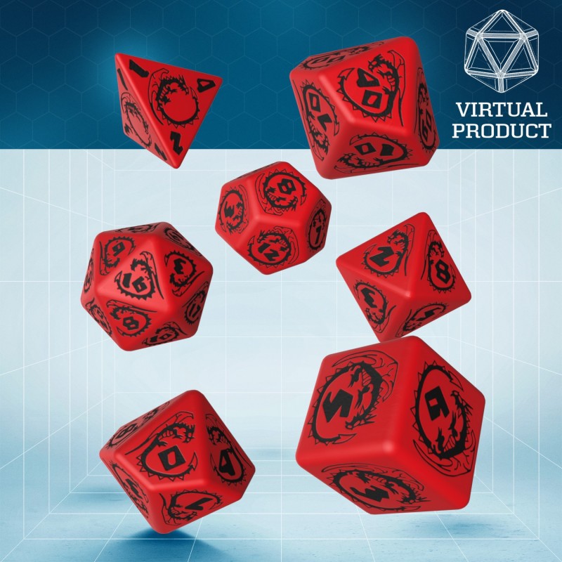 Q-Workshop Dragons Dice Set Red with Black Etches 7 Piece Set 