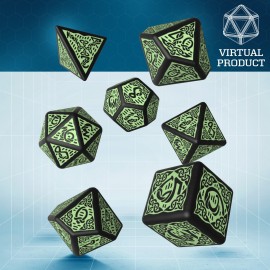 Virtual Celtic 3D Revised Black & green Dice Set VTT