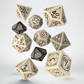 Q-workshop 7 Dice Celtic 3d Set Black & White Polyhedral Scer02 RPG Dungeons for sale online 