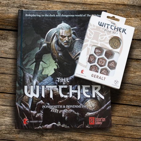 The Witcher P&P Core Rulebook + Kości RPG Wiedźmin. Geralt - Łowca Potworów