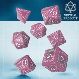 Wirtualny Zestaw Kości RPG Elfickie Błyszczące Różowo Białe VTT