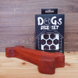 Padouk Dog's Dice Box + DOGS Dice Set: Luna