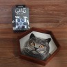 Cat Wooden Dice Tray + CATS Dice Set: Meowster