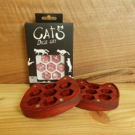 Padouk Cat’s Dice Box + CATS Dice Set: Daisy