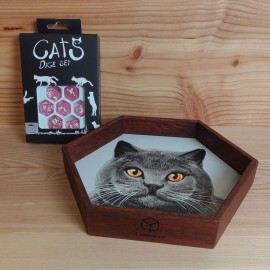 Cat Wooden Dice Tray + CATS Dice Set: Daisy