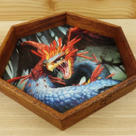 The Feather-Headed Dracopolis Wooden Dice Tray