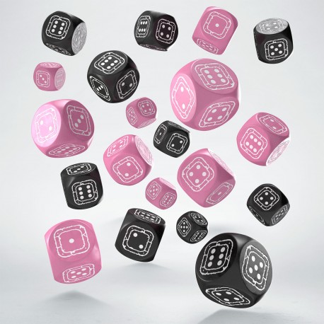 Fortress Compact D6: Black & Pink, 20 dice of 14mm in 2 color groups